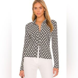 Nili Lotan Black and White Button Down Shirt